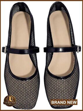 Mesh Ballet Flats Comfortable Dressy Square Toe Maryjane Flat Shoes Trendy